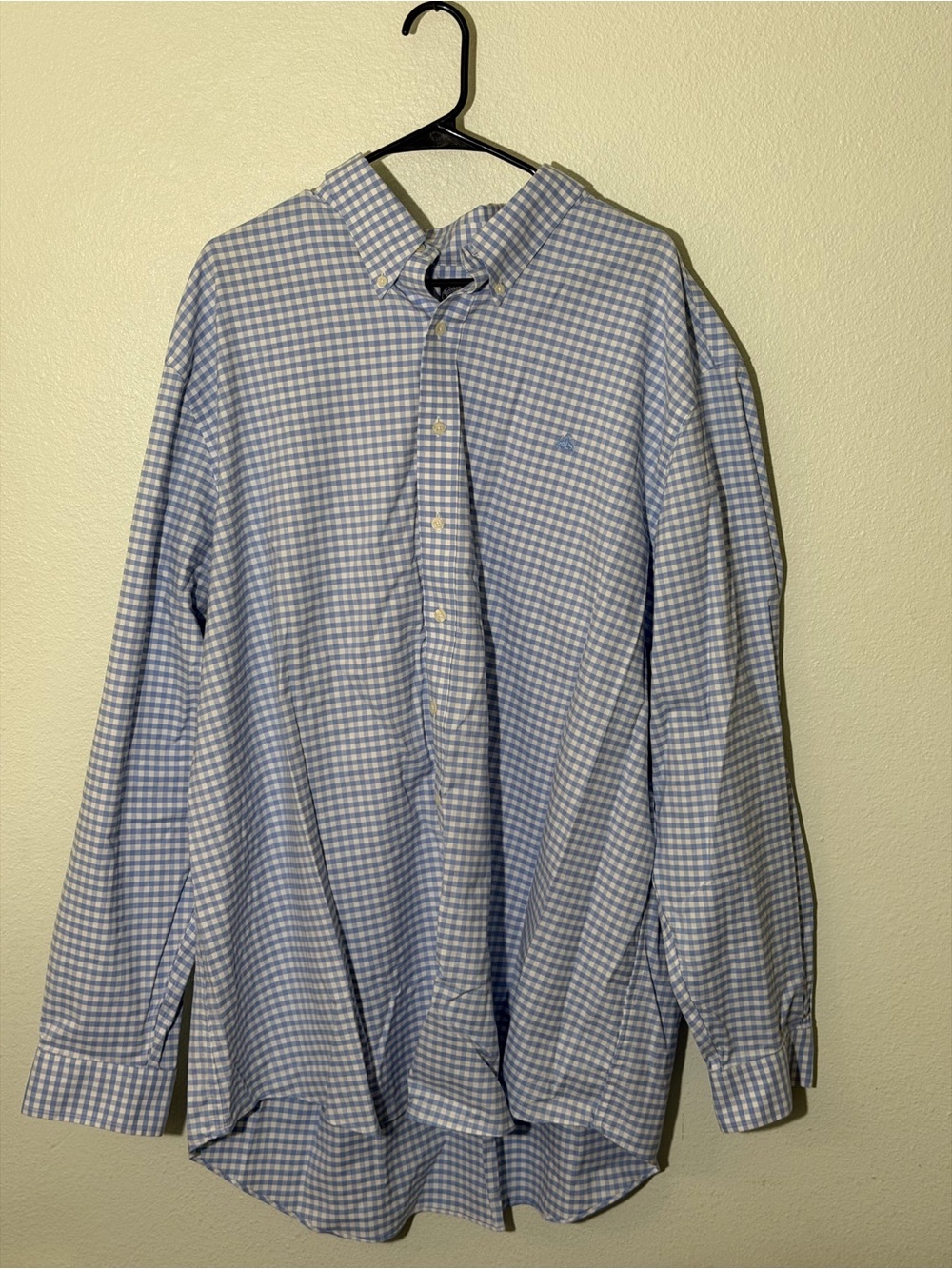 Brooks Brothers Mens Shirt 3XL Blue White Plaid Cotton Non Iron Button Down